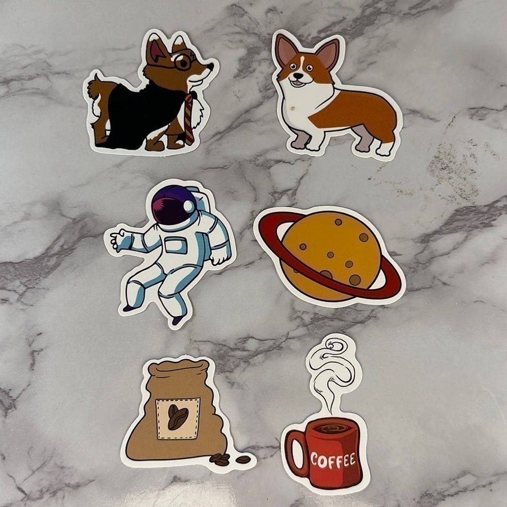 Corgi Coffee Space Stickers